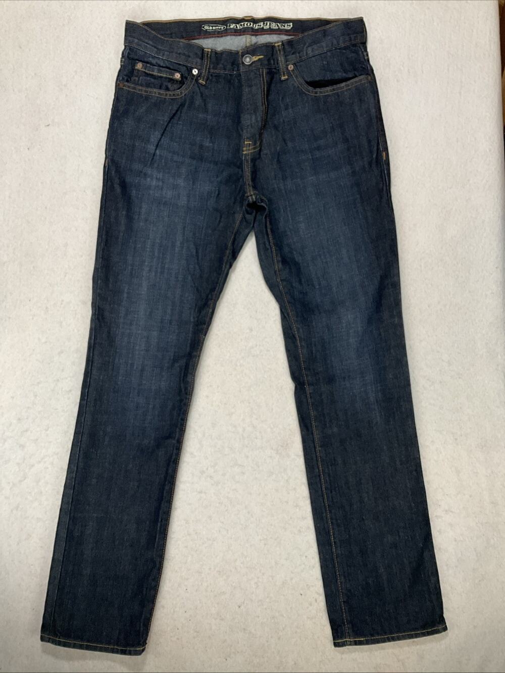 Old Navy Famous Jeans Blue Dark Wash Men's Size 33 X 31 Slim 100% Cotton
